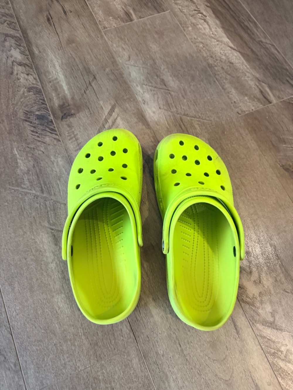 CROCS Neon Yellow/Green Classic Clog Mules